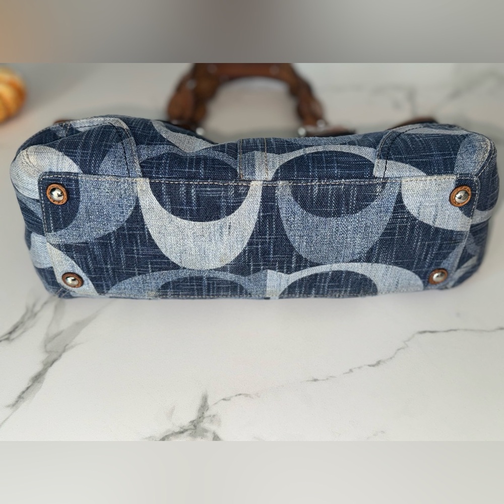 Coach Denim Signature Mini Tote Shoulder Bag #F12195 Rare Vintage - Picture 5 of 17